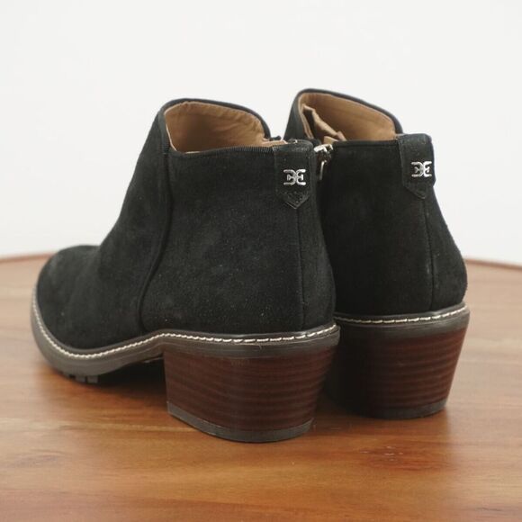 Sam Edelman Womens Pryce Ankle Boots Black Suede Block Heel Zip Up Size 6.5M - Picture 5 of 10